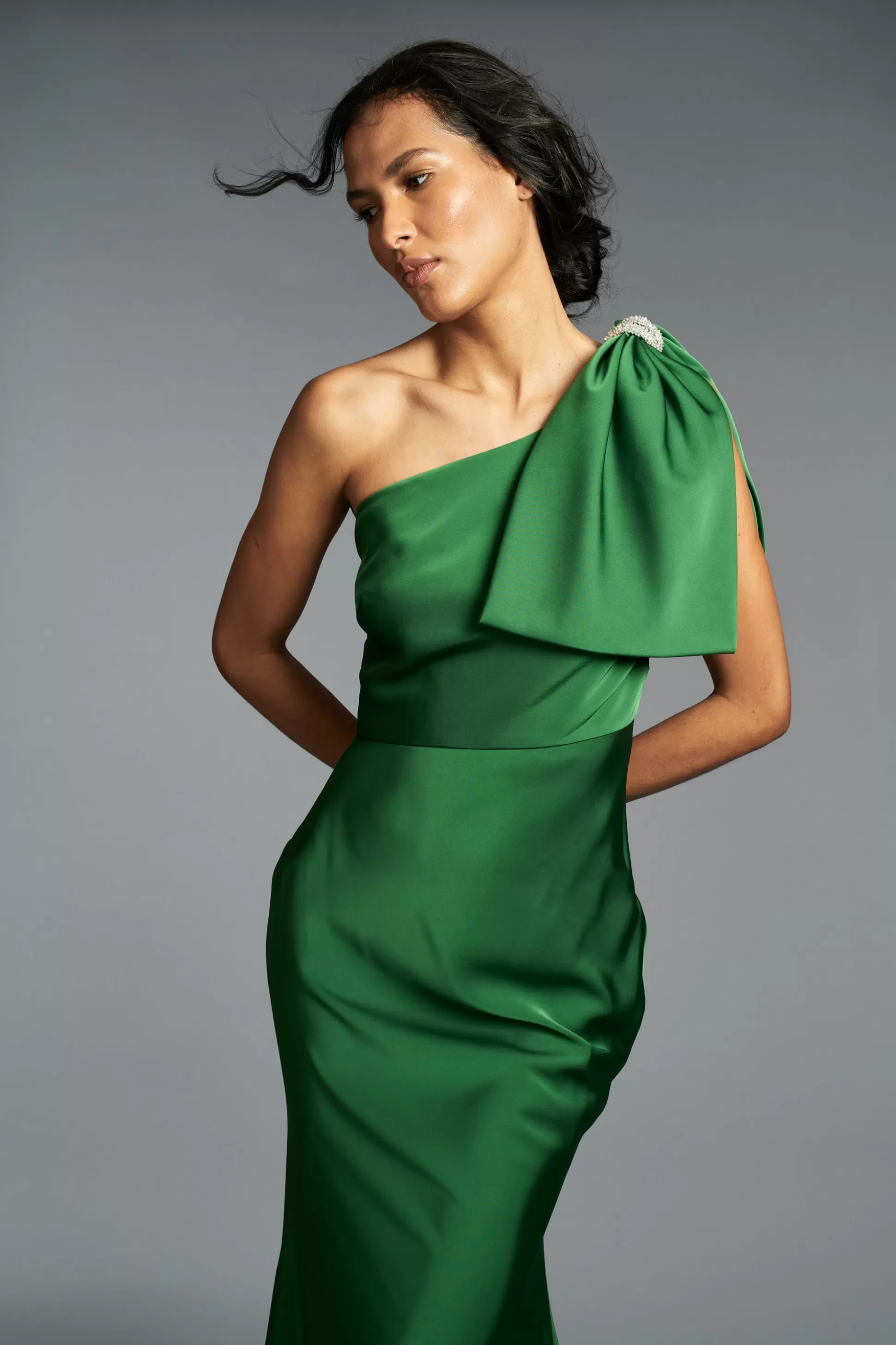 Sachin & Babi One Shoulder<Aubrey Gown - Emerald