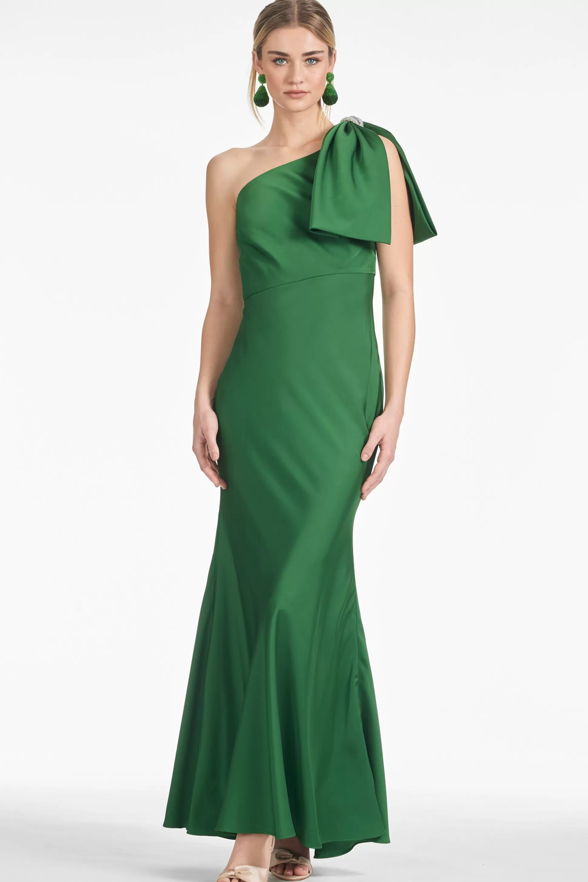 Sachin & Babi One Shoulder<Aubrey Gown - Emerald