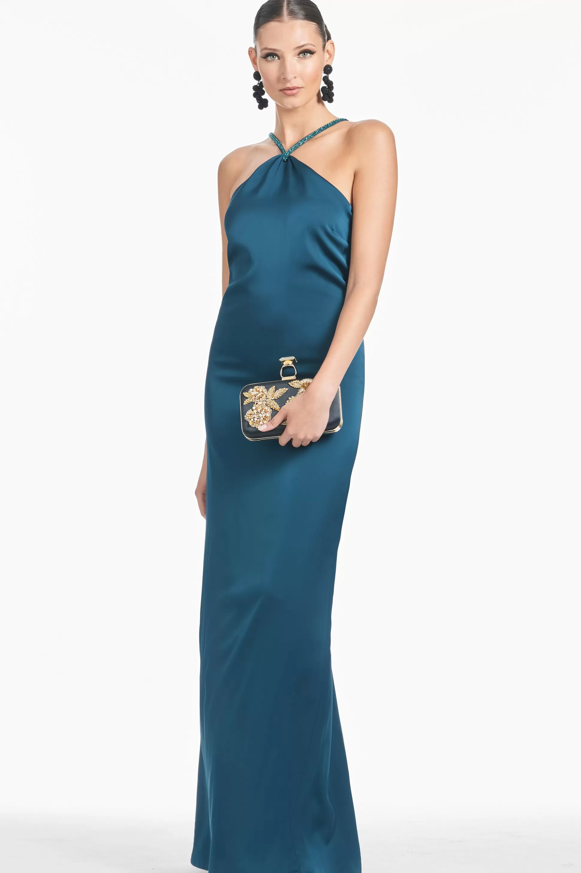 Sachin & Babi Sleeveless<Becca Gown - Bottle Green Bottlegreen