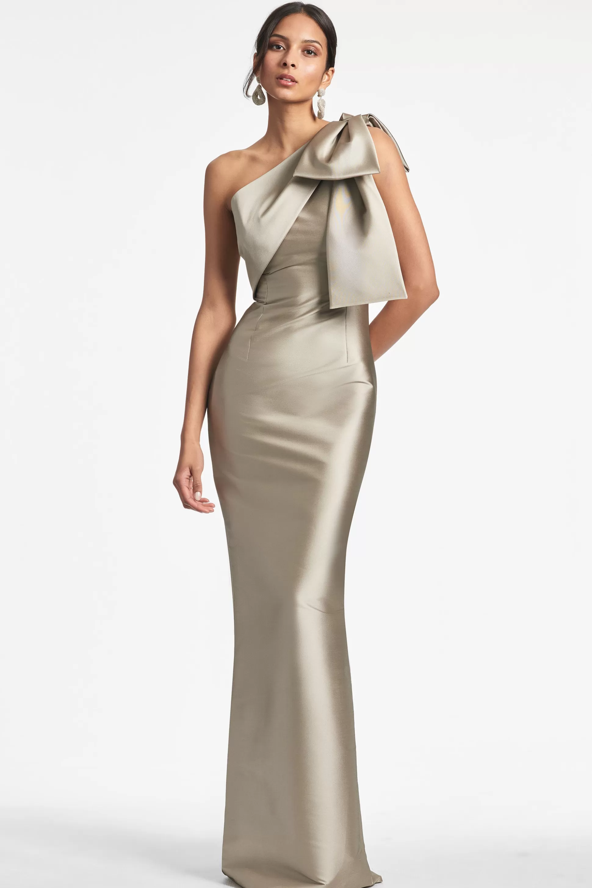 Sachin & Babi One Shoulder<Bonnie Gown - Pewter