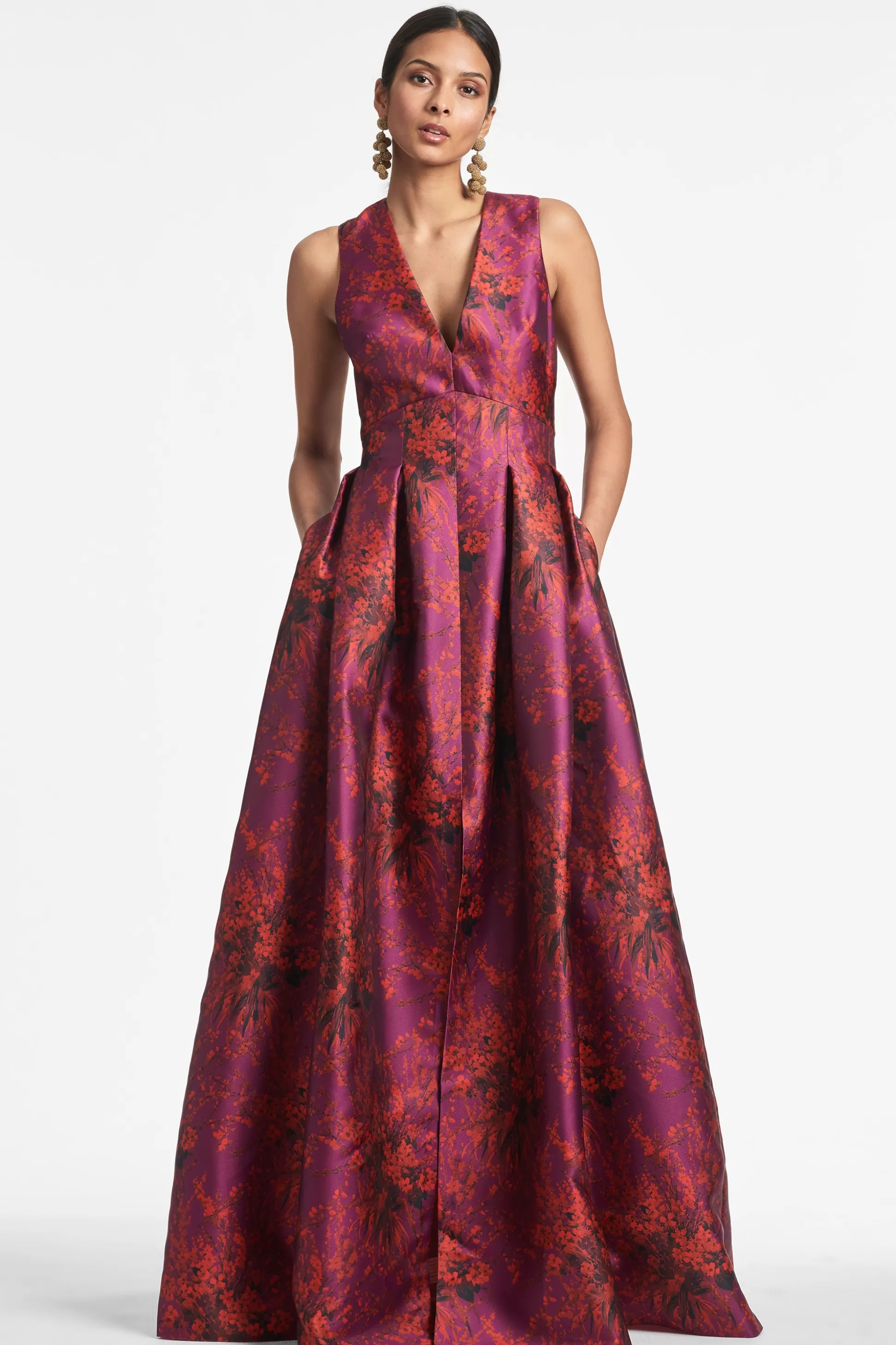 Sachin & Babi Plus Sizes | Sleeveless<Brooke Gown - Raspberry Bouquet Multi Raspberrybouquetmulti