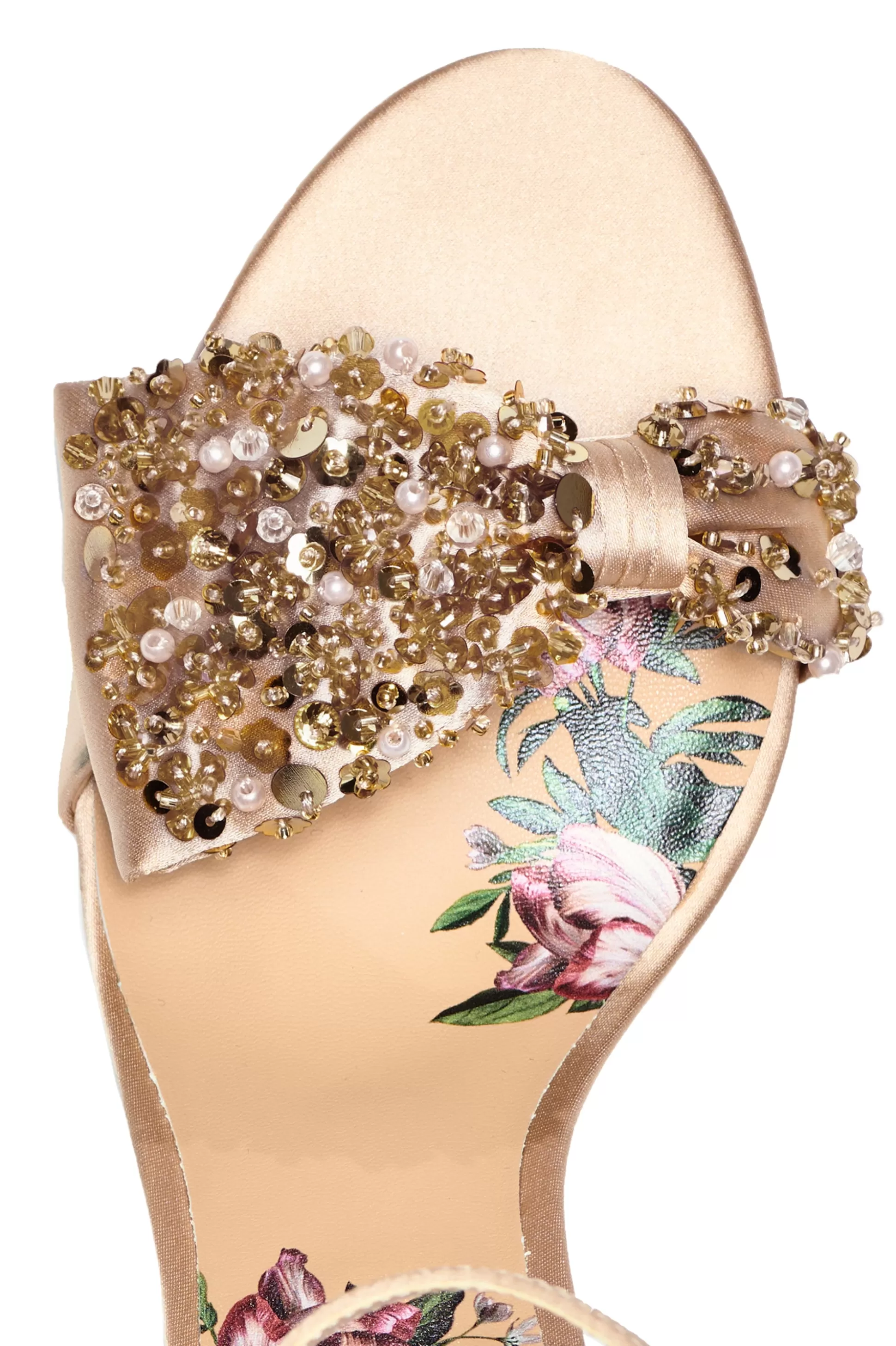 Sachin & Babi Shoes<Chelsea Embellished Obi-Bow Open Toe - Champagne