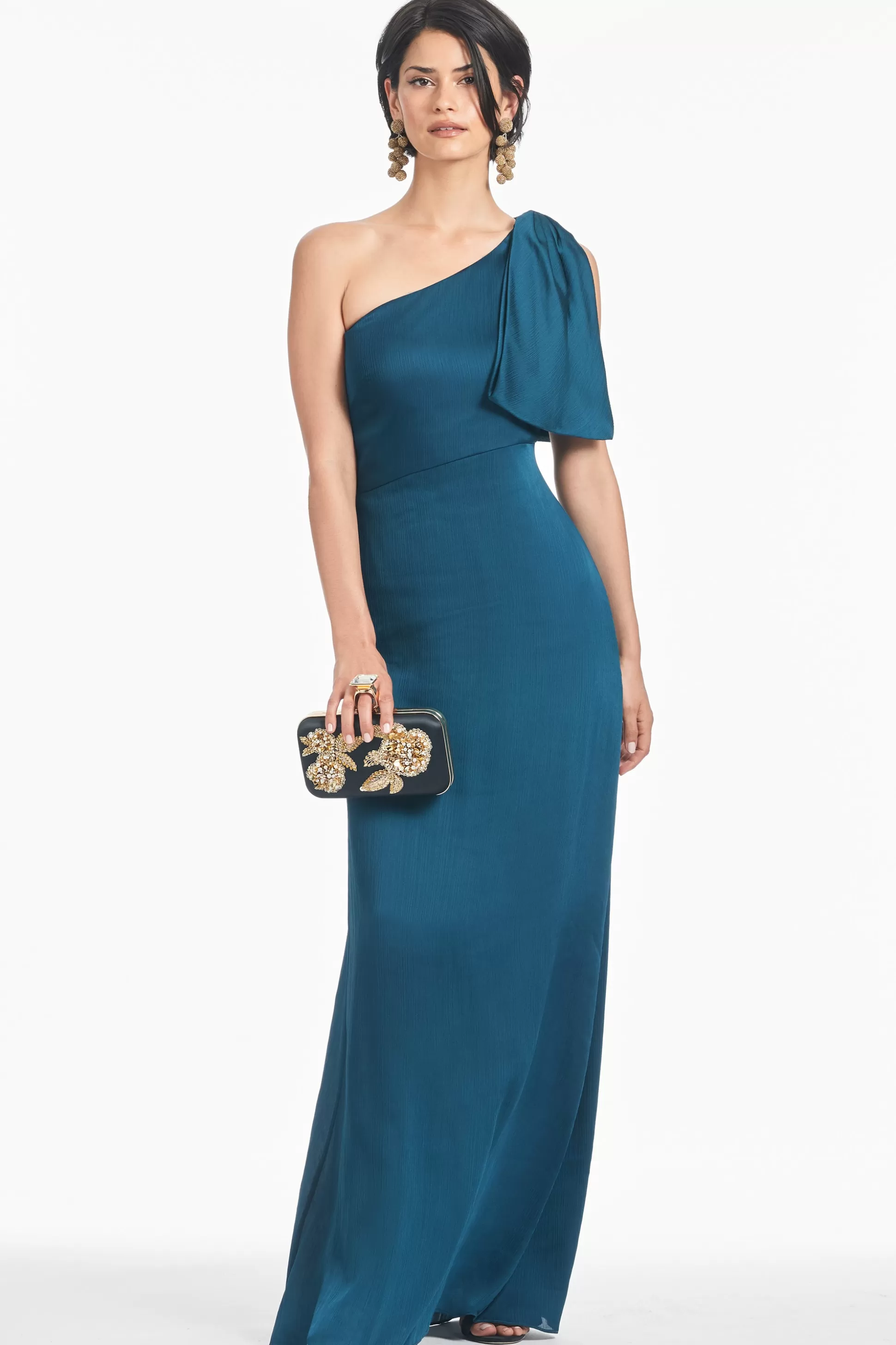 Sachin & Babi One Shoulder<Chelsea Gown - Bottle Green Bottlegreen