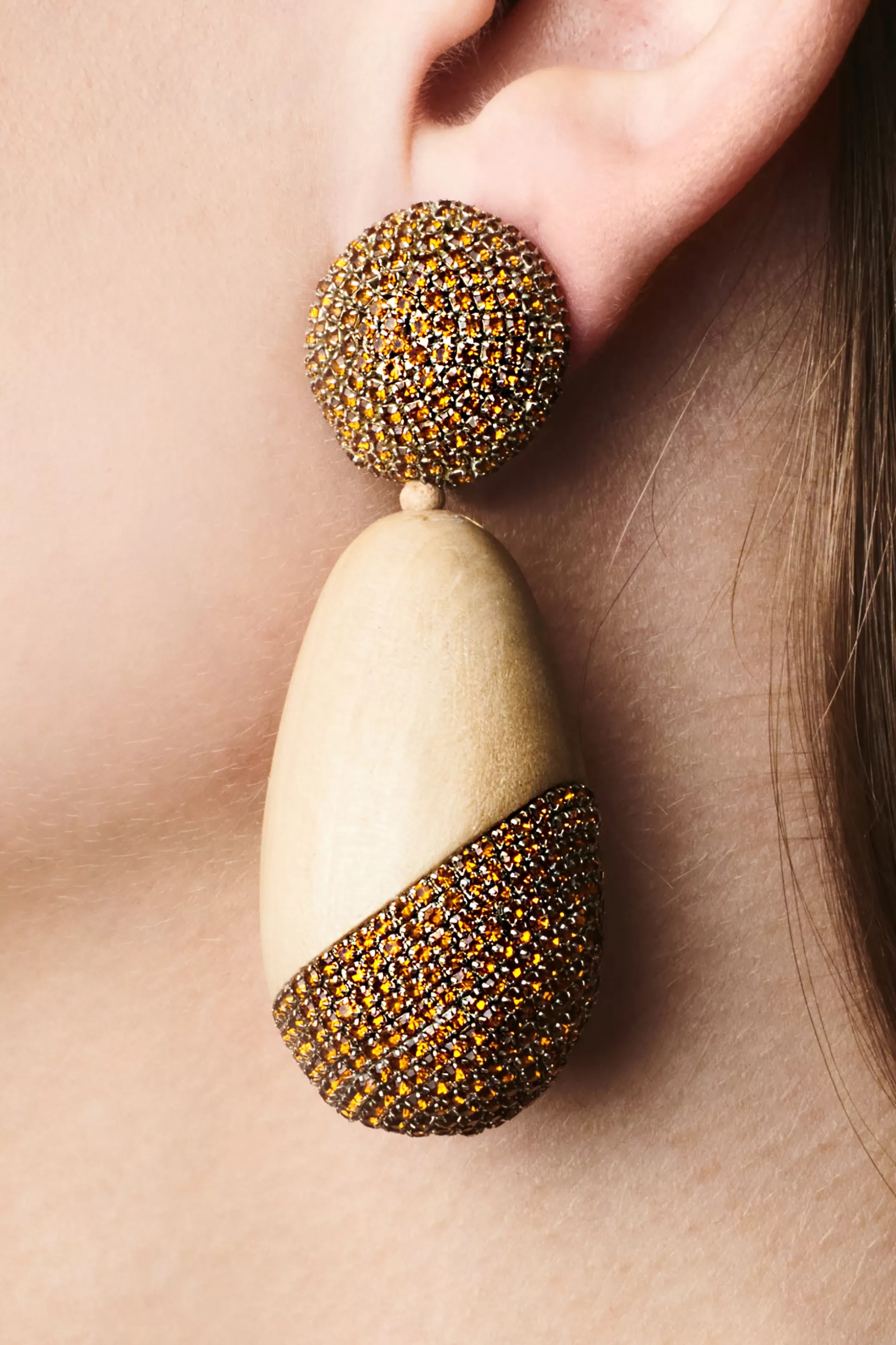 Sachin & Babi Earrings<Christina Earrings - Wood / Crystals Pantowood&amber