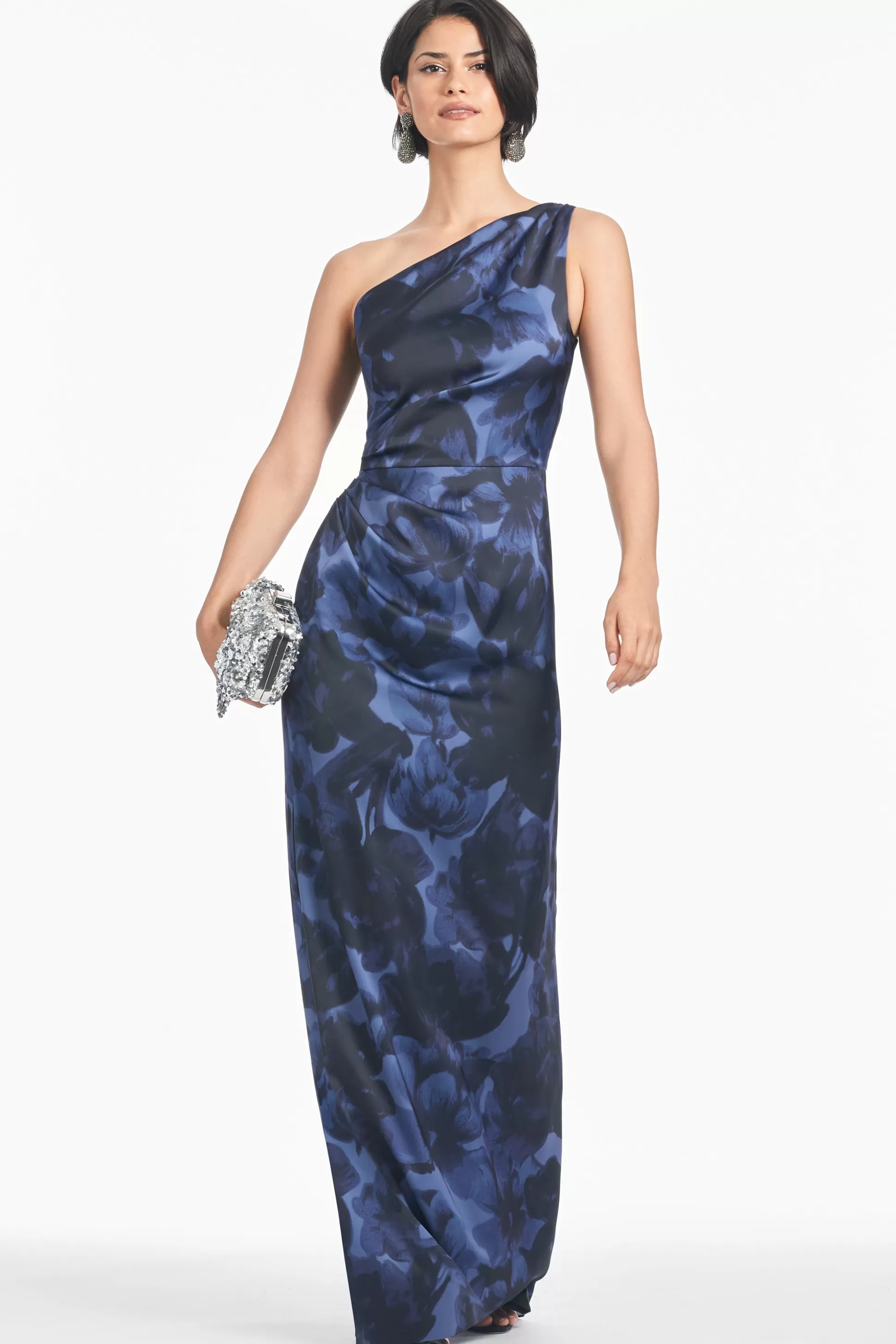 Sachin & Babi One Shoulder<Delancy Gown - Deep Ocean Bouquet Deepoceanbouquet