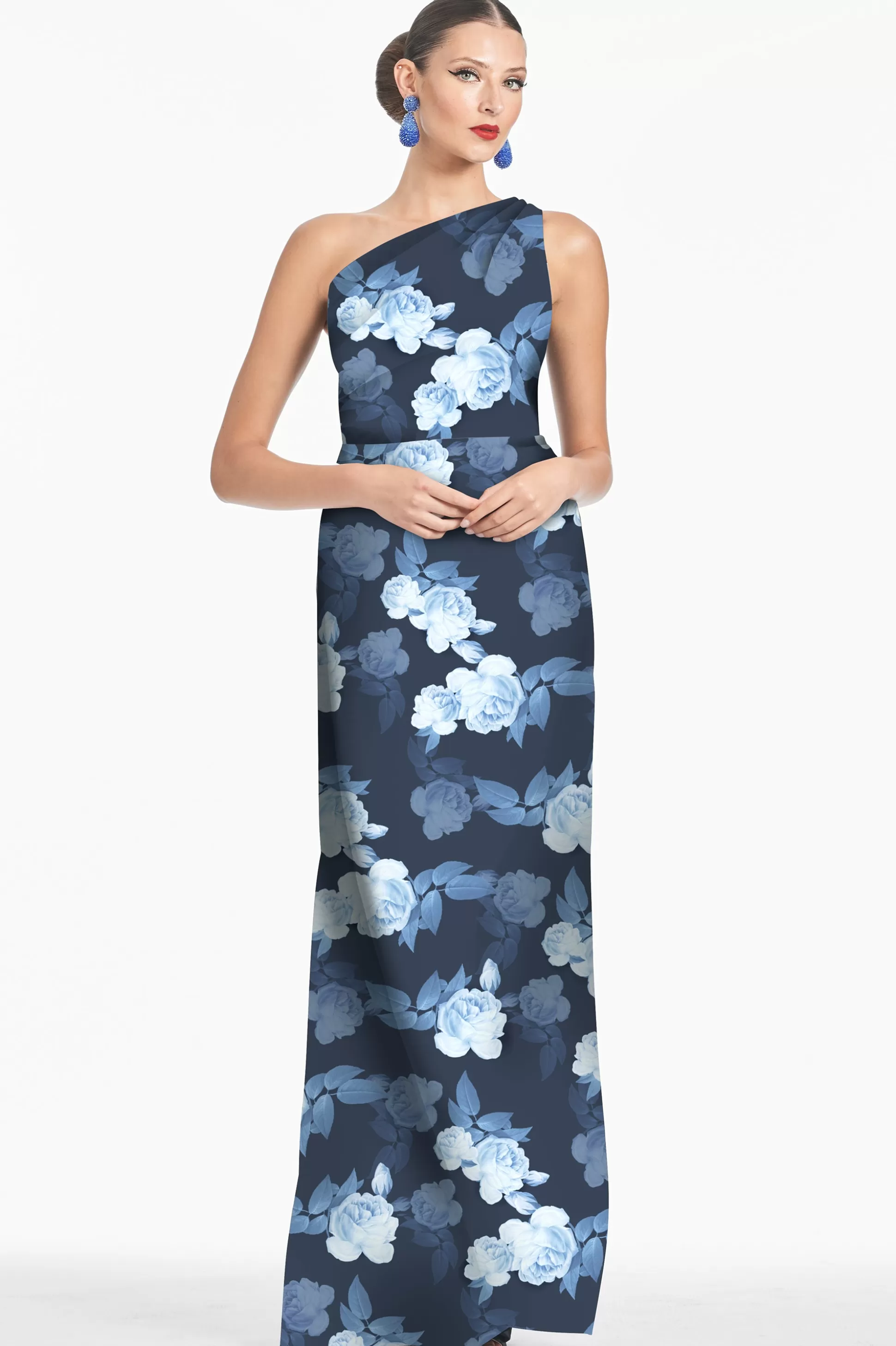 Sachin & Babi One Shoulder<Delancy Gown - Midnight Glacial Rose Midnightglacialrose