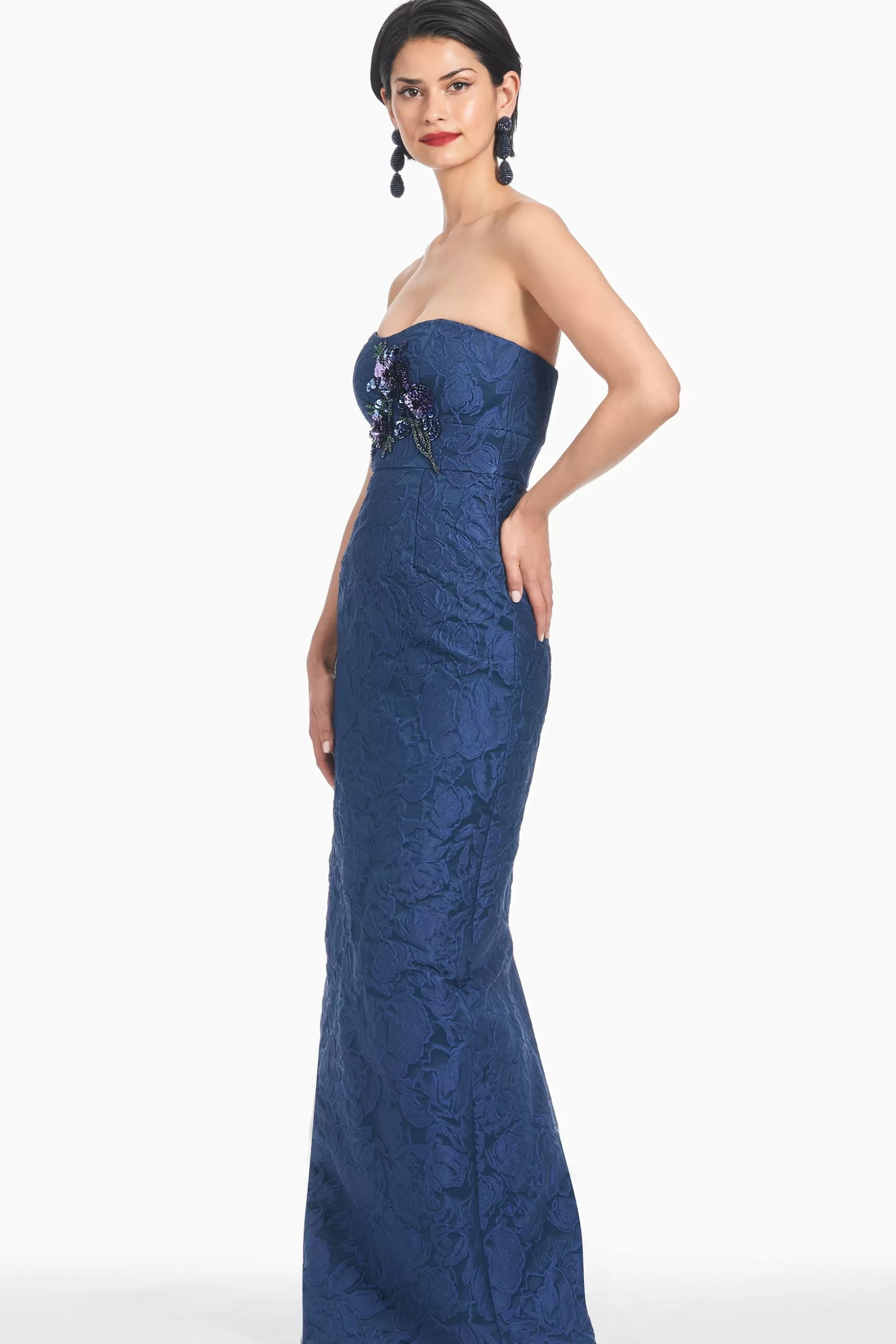 Sachin & Babi Strapless<Edie Gown - Deep Ocean Bouquet Deepoceanbouquet