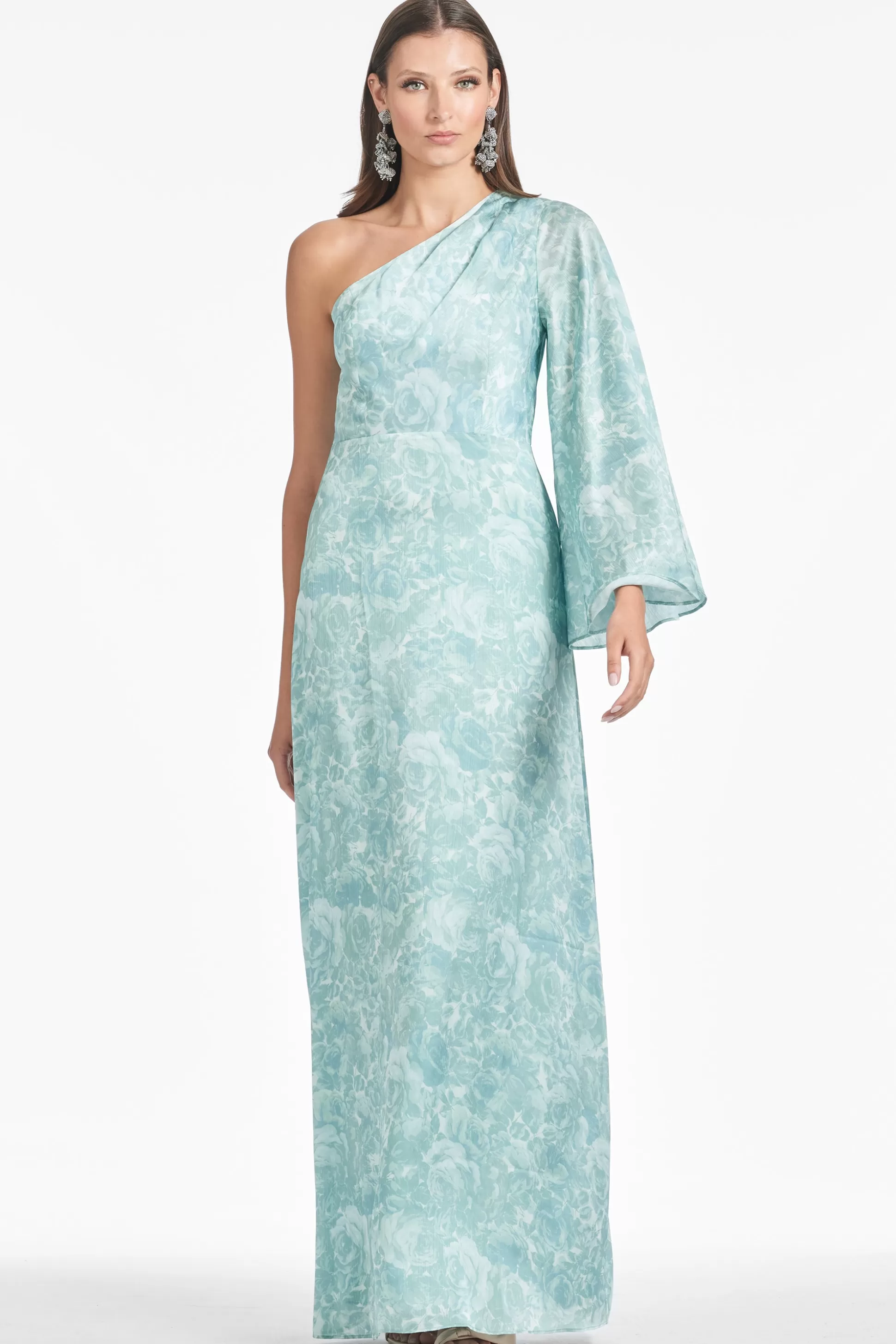 Sachin & Babi One Shoulder<Keely Gown - Sage Painted Floral Sagepaintedfloral