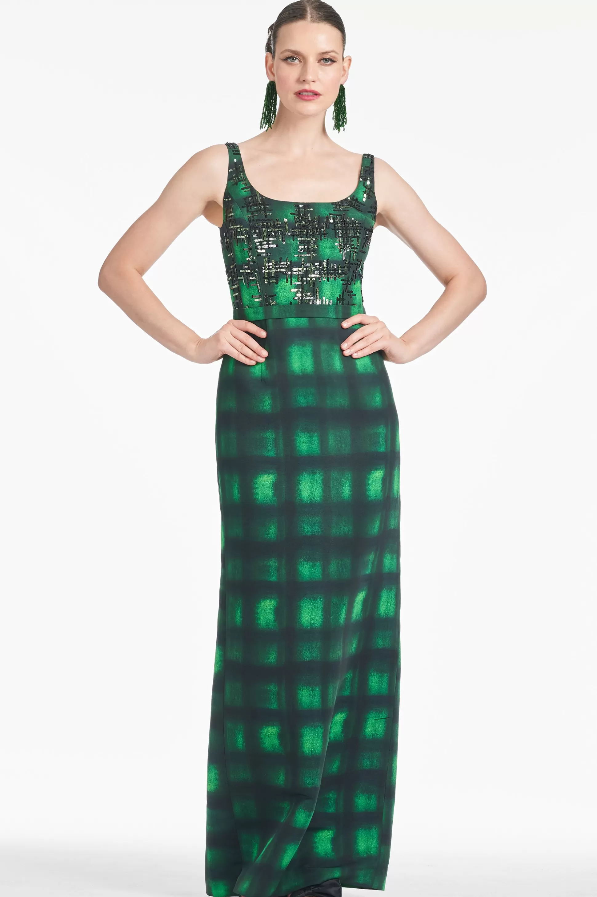 Sachin & Babi Sleeveless<Lana Gown - Emerald Shibori Emeraldshobori