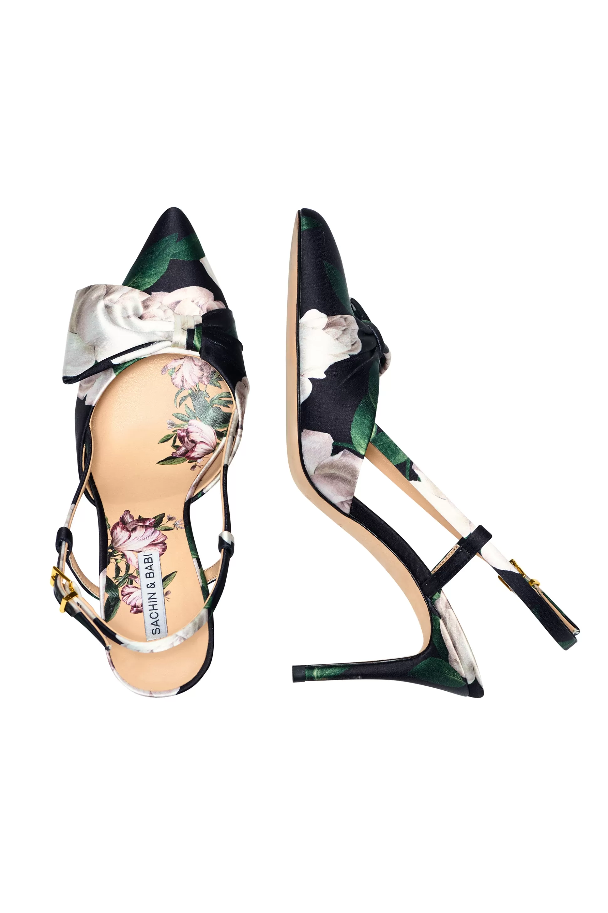 Sachin & Babi Shoes<Lenox Obi-Bow Slingback - Black Dense Rose Floral Blackdeniserosefloral