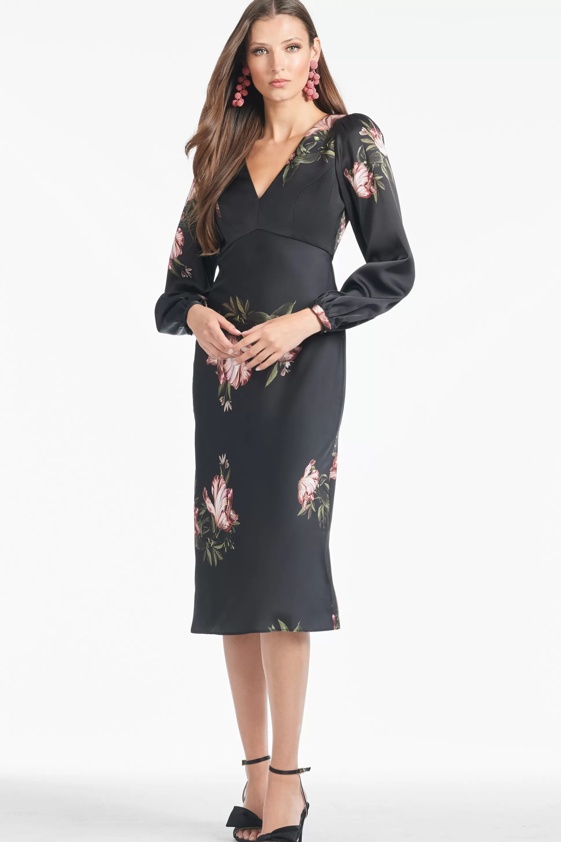 Sachin & Babi Plus Sizes | Midi<Lola Dress - Noir Blossom Noirblossom