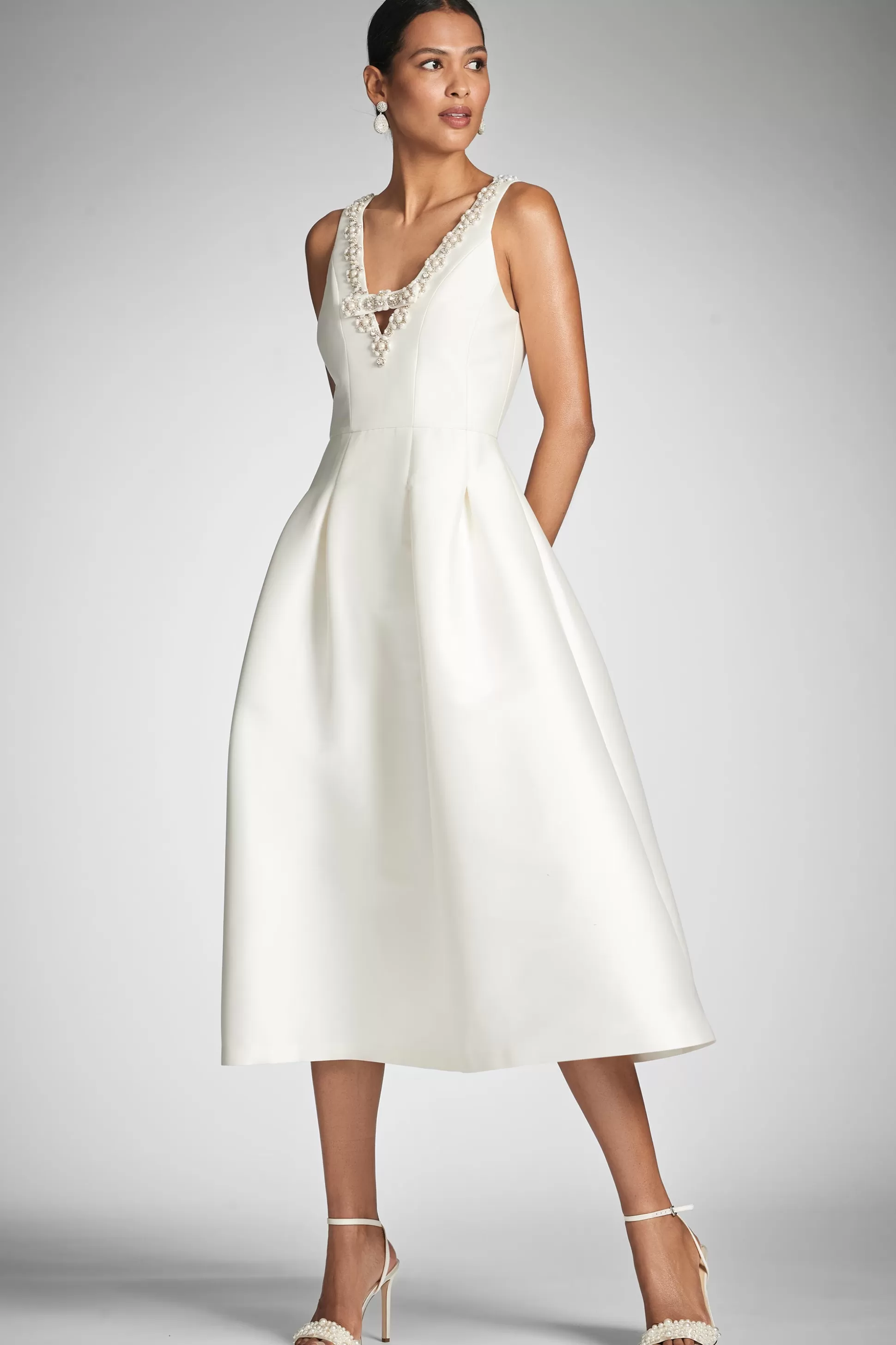 Sachin & Babi Fit & Flare | Midi<Millie Dress - Off White Offwhite