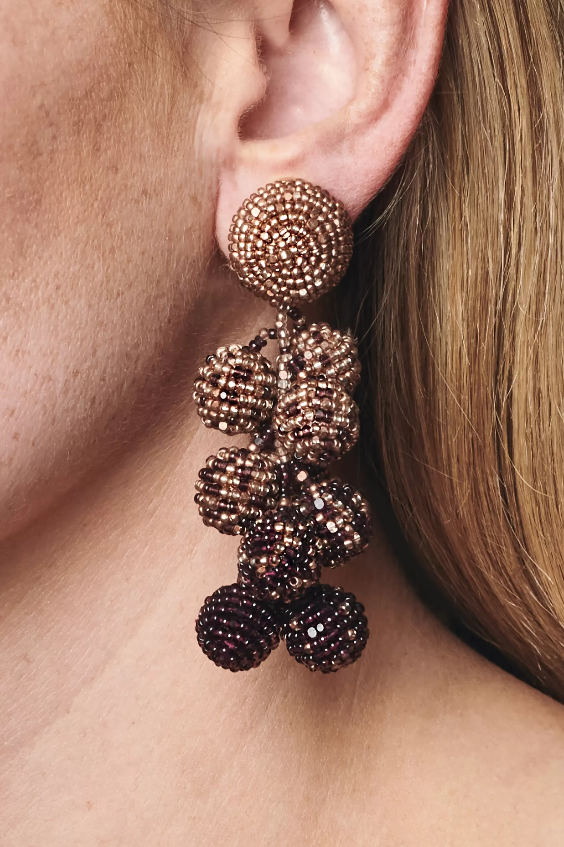 Sachin & Babi Earrings<Ombre Coconuts Earrings - Smooth Beads Rosegold/aubergine