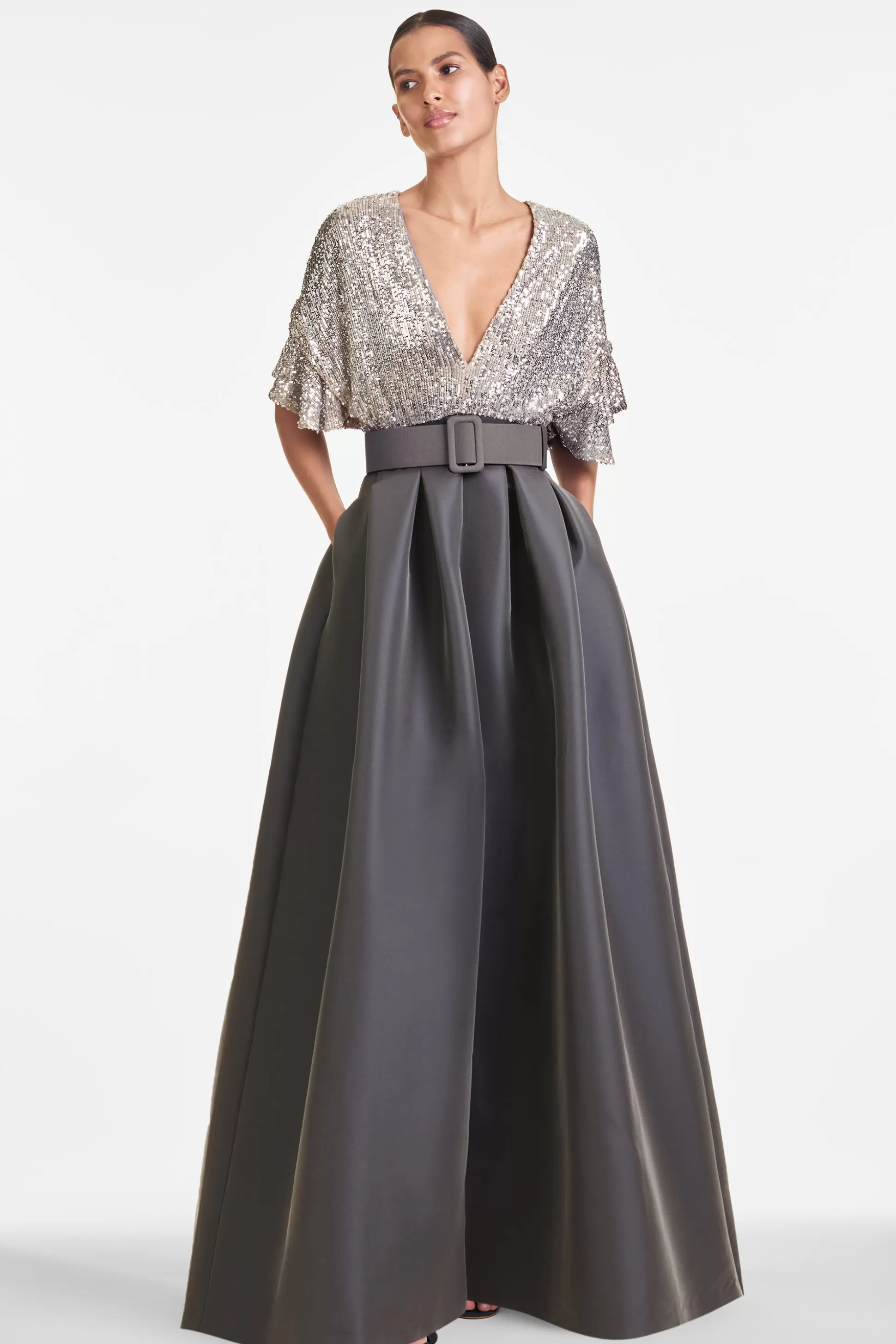 Sachin & Babi Plus Sizes | Short Sleeve<Simone Gown - Charcoal