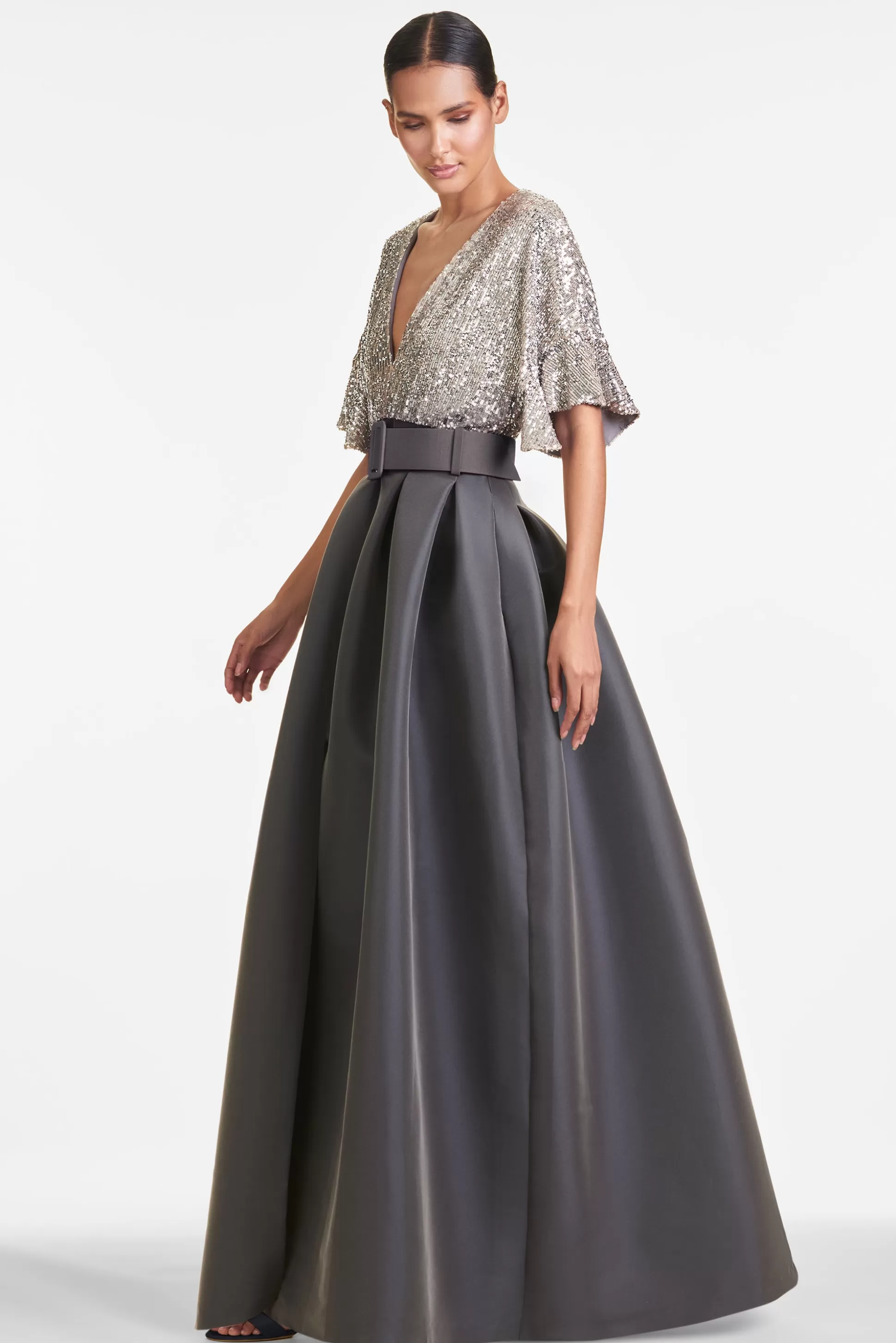 Sachin & Babi Plus Sizes | Short Sleeve<Simone Gown - Charcoal