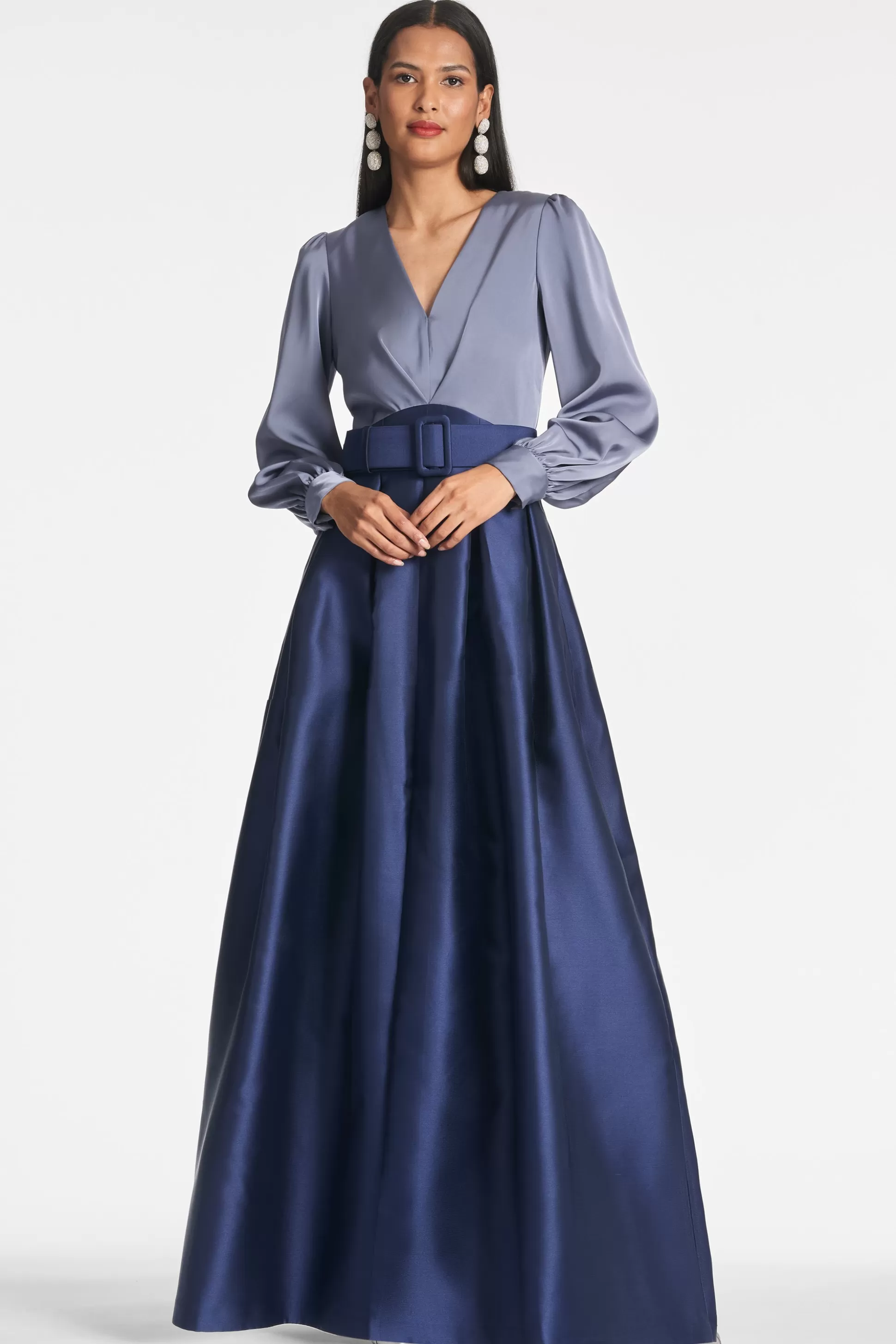 Sachin & Babi Plus Sizes | Long Sleeve<Zoe Gown - Cool Grey/Night Sky Smokeyslate/nightsky