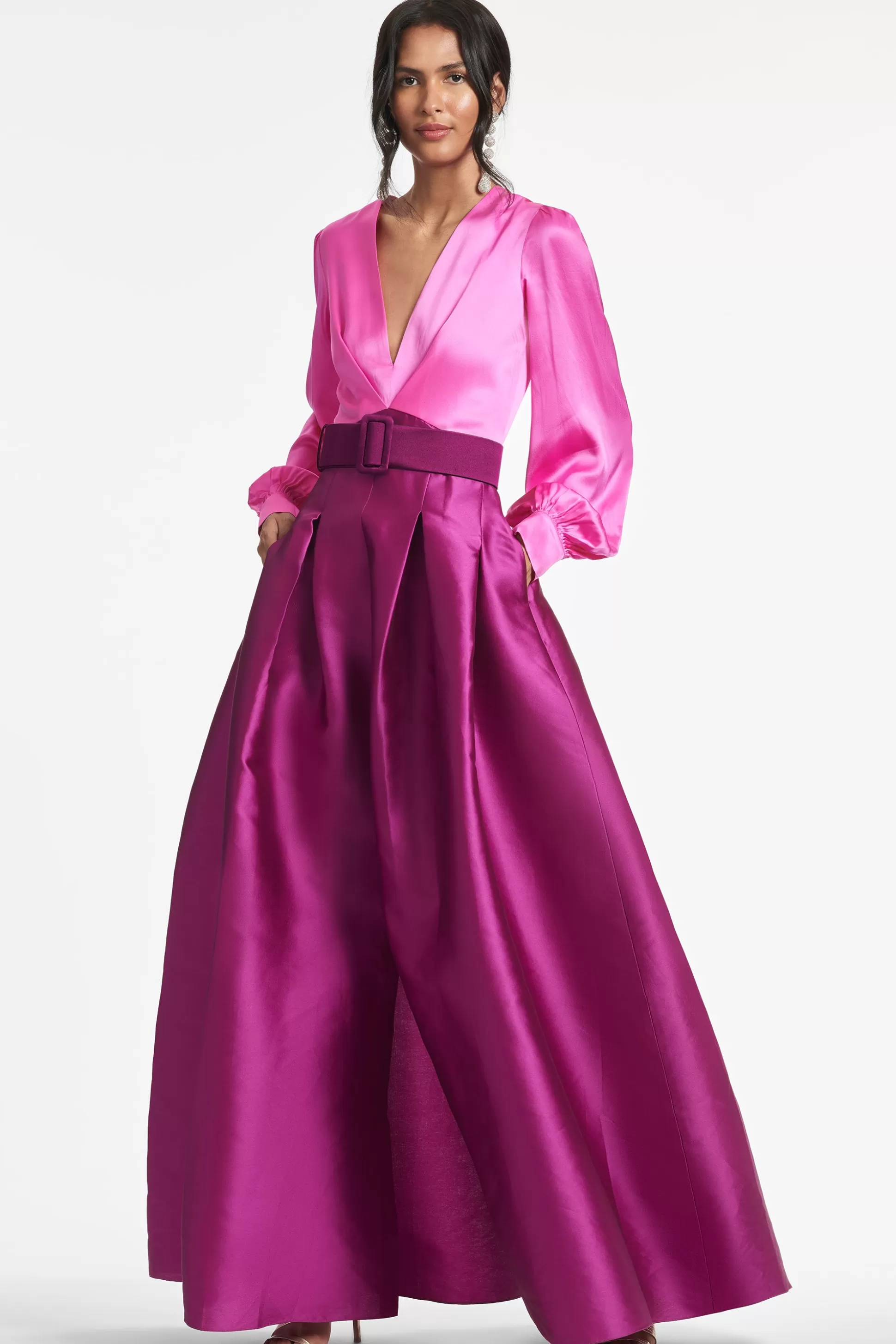 Sachin & Babi Plus Sizes | Long Sleeve<Zoe Gown - Pink/Magenta Pink&magenta