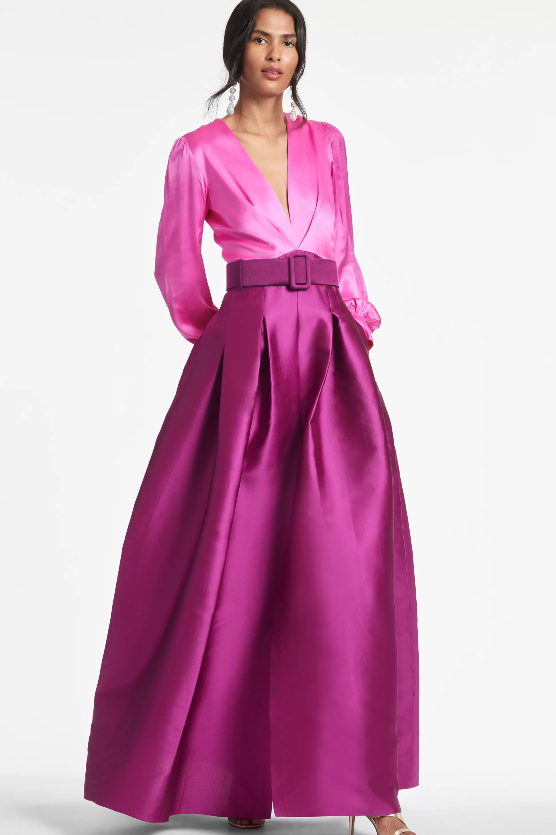 Sachin & Babi Plus Sizes | Long Sleeve<Zoe Gown - Pink/Magenta Pink&magenta