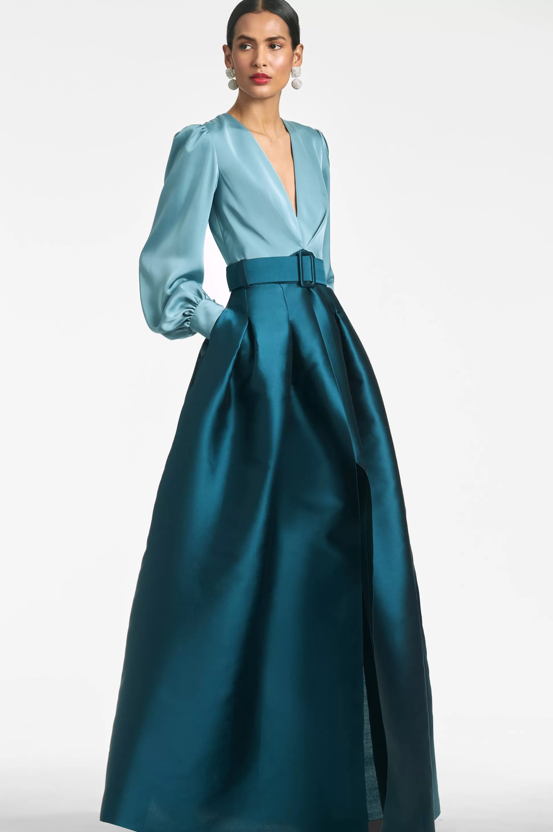 Sachin & Babi Plus Sizes | Long Sleeve<Zoe Gown - Seaglass/Deep Teal Seaglass/deepteal